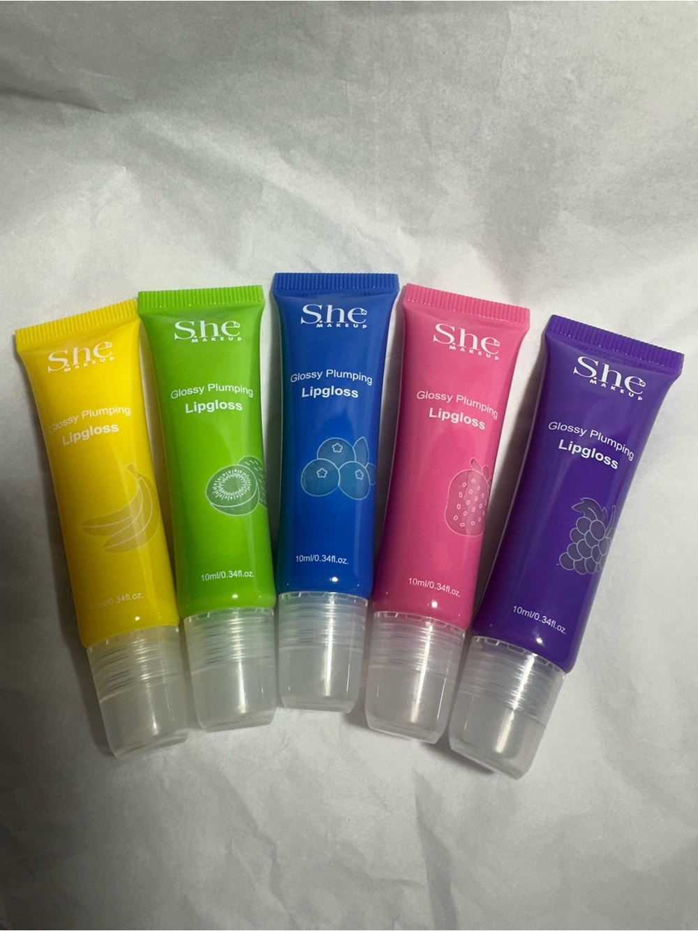 SHE Glossy Plumping Lip Gloss Set – Fruit Inspired Lip Gloss – 5 Piece Set